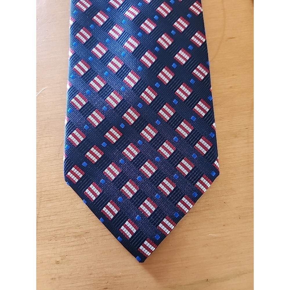RENZO MENS TIE Navy WITH RED WHITE AND BLUE ‎ 3.75 X 59